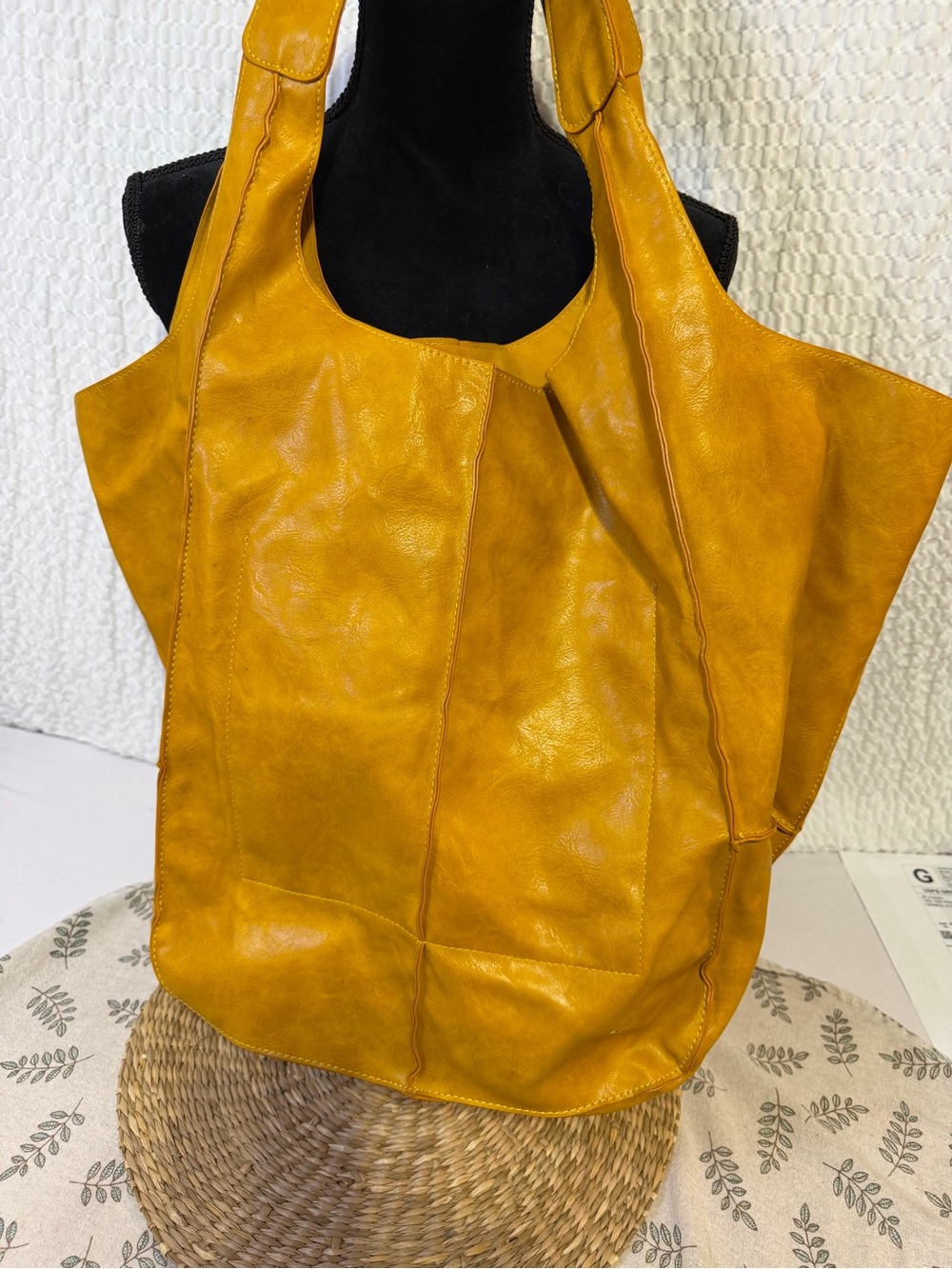 Mustard Yellow Leather Tote Bag